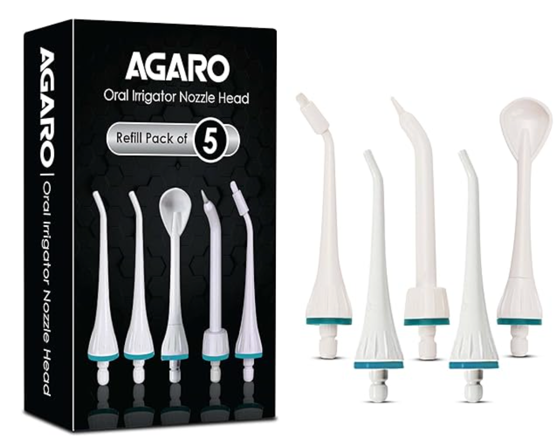 AGARO Oral Irrigator Nozzle Tip Ultra & Ultra Plus 5Pcs,White