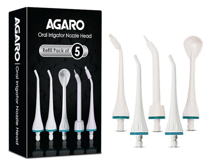AGARO Oral Irrigator Nozzle Tip Ultra & Ultra Plus 5Pcs,White-1
