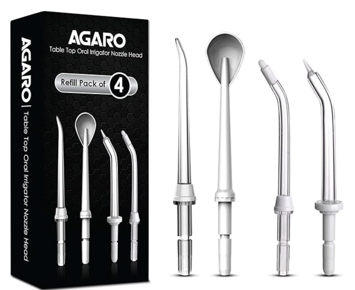 AGARO Oral Irrigator Nozzle Tip Max 4Pcs Transparent