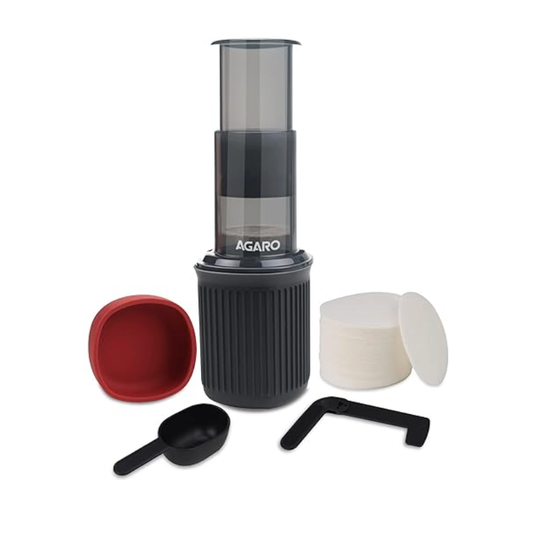 AGARO रॉयल मैनुअल प्रेस कॉफ़ी एस्प्रेसो मेकर ट्रैवल कप के साथ, ट्रैवल कॉफ़ी मेकर, पोर्टेबल, बोनस 500 पेपर फ़िल्टर 