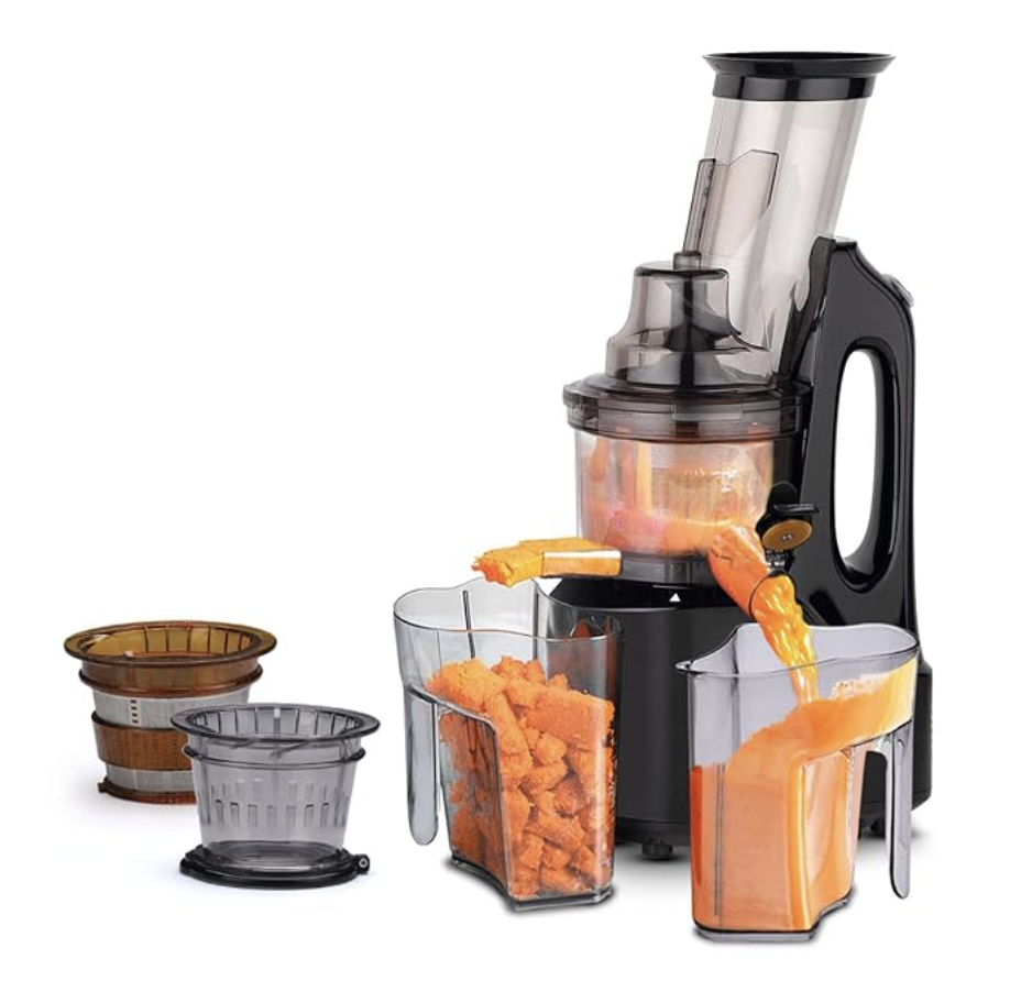 AGARO Royal Slow Juicer, Professional Cold Press Whole Slow Juicer, 240 Watts Power Motor, 120 Minutes Long Usage, 3 Strainers, All-in-1 Fruit & Vegetable Juicer, Black