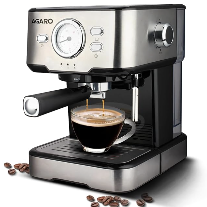 agaro imperial espresso coffee maker coffee machine 15 bars with foaming milk frother wand for espresso cappuccino latte and mocha steam espresso maker for home adjustable milk frothing and do