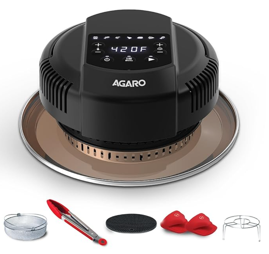 AGARO Imperial Pot Lid Air Fryer, 7-in-1 Electric Air Fry, Crisp, Broil, Bake In 5L, 6L and 8L Pressure Cooker/Metal Pots/Rice Cooker, 7 Preset Menu, 1000W, Home & Kitchen.