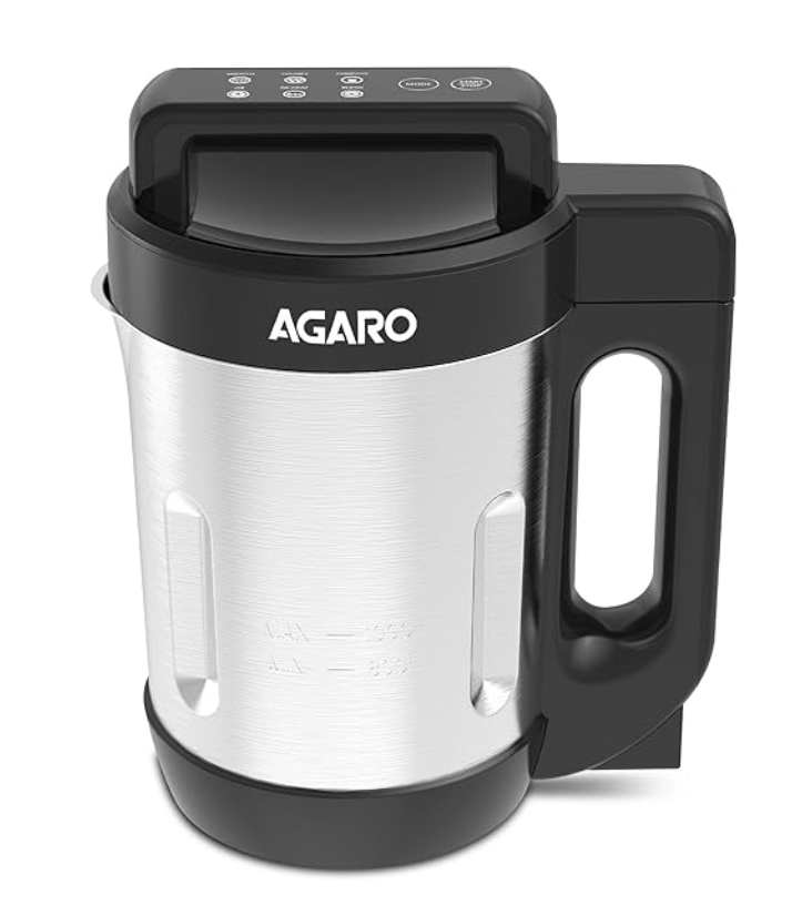 AGARO Elite Soup Maker, 1 Litre, Automatic Blending & Heating,6 Preset Cooking Functions, Copper Motor, Stainless Steel Blades, Grey-1