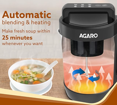 AGARO Elite Soup Maker, 1 Litre, Automatic Blending & Heating,6 Preset Cooking Functions, Copper Motor, Stainless Steel Blades, Grey-3