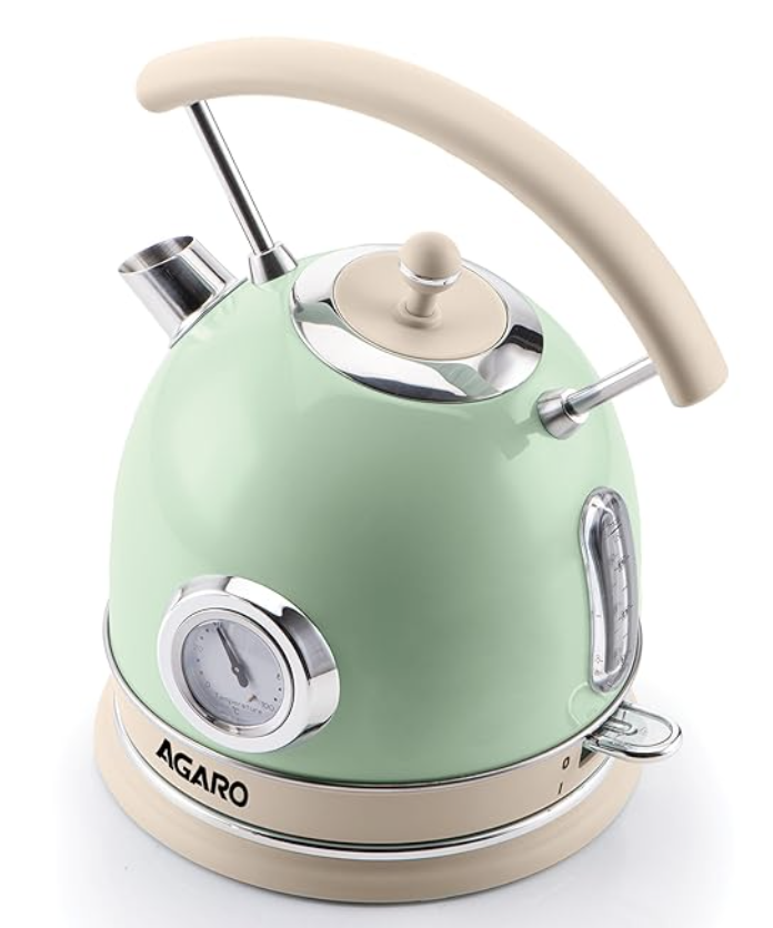 AGARO Regency Vintage Kettle 1.8L with Temperature Gauge, Hot Water Boiler & Tea Heater with Curved Handle, Visible Water Level Line, Led Light, Auto Shut-Off&Boil-Dry Protection,Green