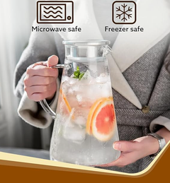AGARO Elite Borosilicate Water Jug 1.8 Litre, Stainless Steel Air Tight Lid,Iced Tea Pitcher, Water Jug, Hot Cold Water, Milk and Juice Beverage Carafes-2