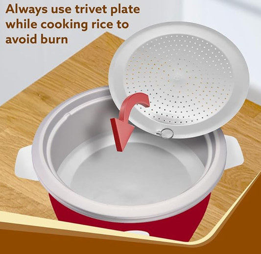 AGARO எலக்ட்ரிக் ரைஸ் குக்கர், 1 லிட்டர், 700 கிராம் (தோராயமாக 5 கப்) பச்சரிசி, 400W, தானியங்கி பாய்லர், ஸ்டீமர், நீக்கக்கூடிய அலுமினிய பானை, துருப்பிடிக்காத எஃகு மூடி, சூடாக செயல்பட வைக்கும், ட்ரைவெட் தட்டு, அரிசி 