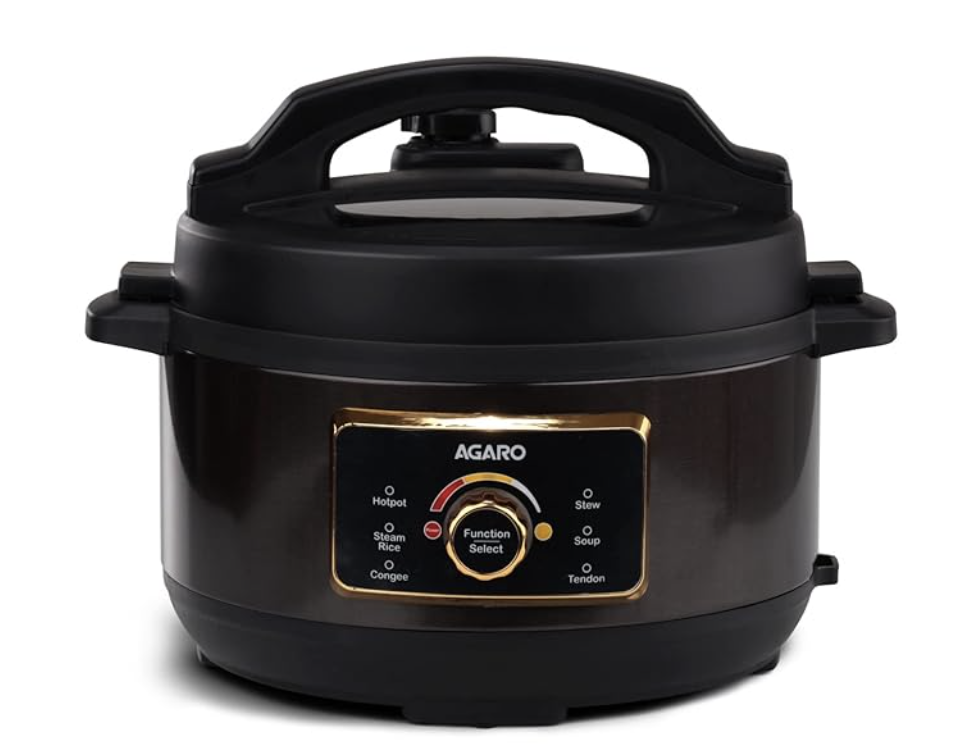 AGARO Royal Electric Pressure Cooker, 3 Liter Stainless Steel Inner Pot, 5 Preset Menu, Automatic Cooking, Black