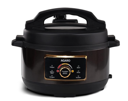 AGARO Royal Electric Pressure Cooker, 3 Liter Stainless Steel Inner Pot, 5 Preset Menu, Automatic Cooking, Black