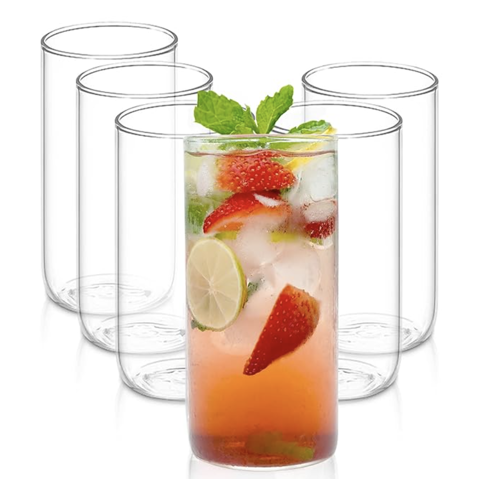 AGARO Elite 340 ml Glasses Set of 6, Transparent Drinking Water Glass Set, Borosilicate Glass Tumbler for Water, Cold Drink, Juice, Flame Proof, Microwave & Dishwasher Safe, for Daily Use & Gifting
