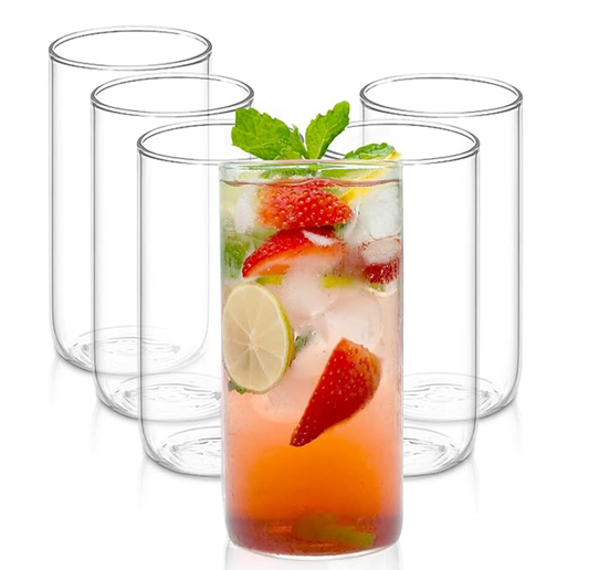AGARO Elite 300 ml Glasses Set of 6, Transparent Drinking Water Glass Set, Borosilicate Glass Tumbler for Water, Cold Drink, Juice, Flame Proof, Microwave & Dishwasher Safe, for Daily Use & Gifting