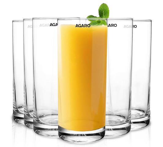 AGARO Elegant 290 ml Glasses Set of 6, Transparent Drinking Water Glass Set, Glass Tumbler for Water, Cold Drink, Juice, Dishwasher Safe, for Daily Use & Gifting