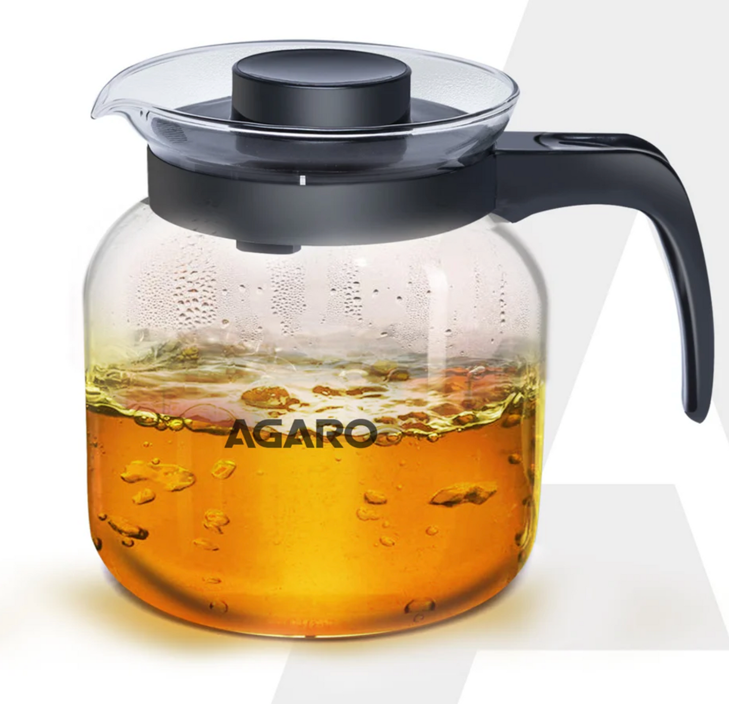 AGARO Elite Glass Carafe with Strainer Lid, 1200ml, Glass Kettle, Borosilicate Glass, Microwave Safe, Low Flame Proof, Transparent.