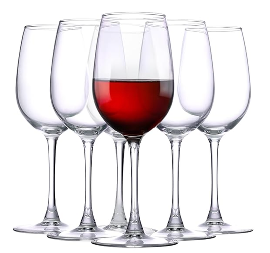 AGARO Elegant Wine Glass 390ml, Set of 6, Whisky, Vodka, Tequila, Liquor, Wine Tasting, Cocktail, Home, Bar