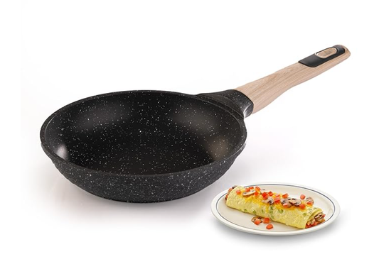 AGARO इम्पीरियल ग्रेनाइट नॉन-स्टिक फ्राई पैन, 1.1 लीटर / 20 सेमी, कास्ट एल्युमीनियम बॉडी, ऑमलेट एग पैन, फिश फ्राई पैन, गैस और इंडक्शन कम्पैटिबल, गहरा ग्रे (धूसर) 