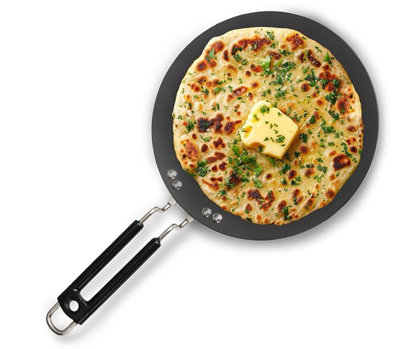 AGARO Elite Hard Anodised Tawa for Kitchen, 28 cm Diameter Tawa for Roti, Chapati, Paratha, Riveted Handle, 4 mm Thick Base for Uniform Heating, Gas & Induction Oven Compatible, Cooking, Cookware-1
