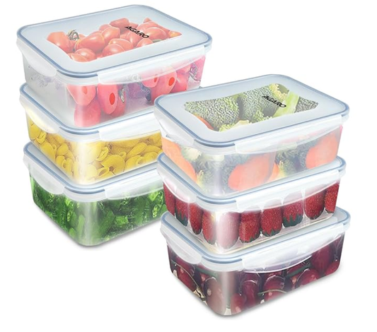 AGARO Airtight Container, Food Storage Container With Lid, Multipurpose Kitchen Container, Rectangular Plastic Body, BPA Free, Leak Proof, Capacity 550ml Each, Pack of 6.