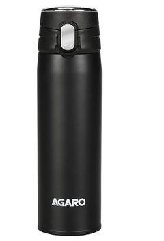 AGARO Galaxy Stainless Steel Vacuum Flask 500ML , Dual Insulation with Copper Coating, Leak and Rust Proof, Hot and Cold upto 16hrs, (Black).-1