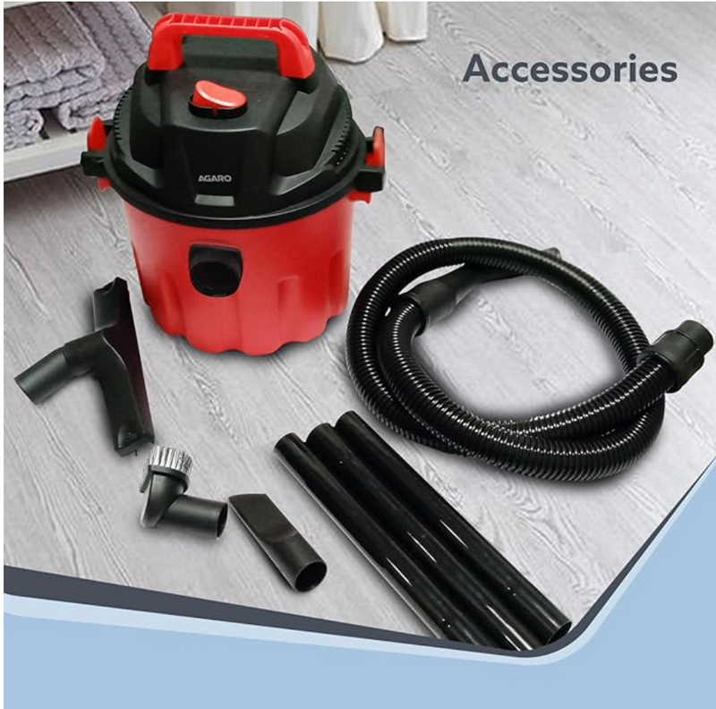 AGARO Rapid Vacuum Cleaner, 1000W, Wet & Dry, for Home Use, Blower Function, 10L Tank Capacity, 16.5 kPa Suction Power, Plastic Body, Red.-2