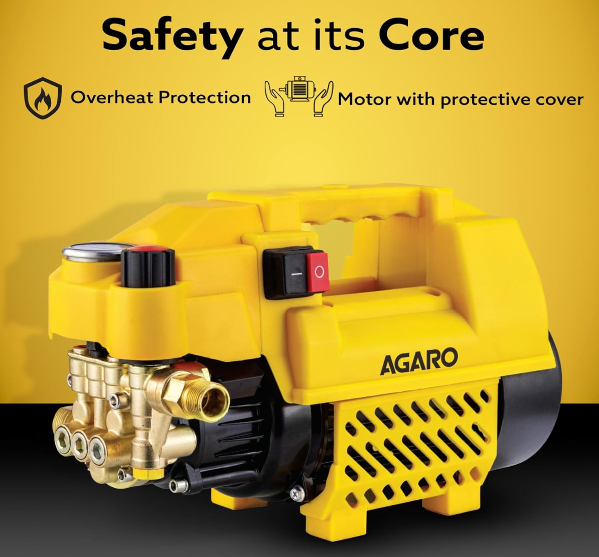 AGARO Supreme Plus Pressure Washer, 2200 Watts, 140 Bars, 7.5L/Min Flow Rate, 8 Meters Outlet Hose, for Car, Bike and Home Cleaning Purpose, 9 Accessories, Yellow