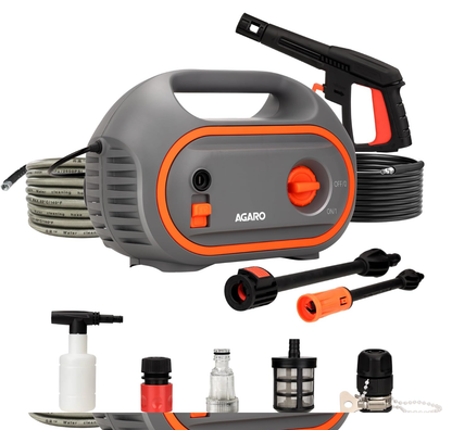 AGARO Primo High Pressure Washer, 1400 Watts, 110 Bars, 6.5L/Min Flow Rate, 5 Meters Outlet Hose, for Car,Bike and Home Cleaning Purpose, Grey