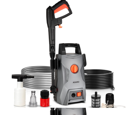 AGARO Regency High Pressure Washer, 1400 Watts, 110 Bars, 6.5L/Min Flow Rate, 5 Meters Outlet Hose, for Car,Bike and Home Cleaning Purpose, Grey
