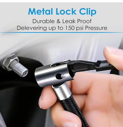 AGARO Primo High Power Digital Tyre Inflator for Car & Bike, Air Inflator Car Accessories, 120 Watt Air Pump with 12V Plug, Upto 150 Psi, Emergency LED Light, Compact & Portable Air Compressor