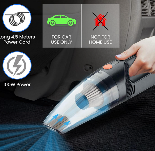 AGARO HVC1081 Cordless Rechargeable Car Vacuum Cleaner, Portable, Handheld,110W, 5.5KPA Power Socket, Stainless Steel Filter, Black
