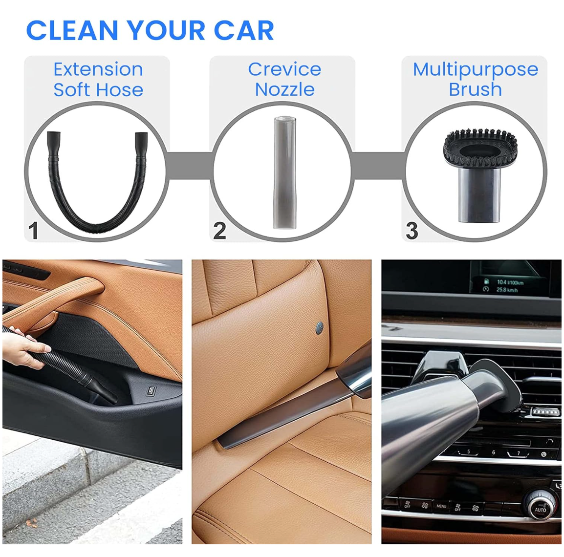 AGARO HVC1081 Cordless Rechargeable Car Vacuum Cleaner, Portable, Handheld,110W, 5.5KPA Power Socket, Stainless Steel Filter, Black