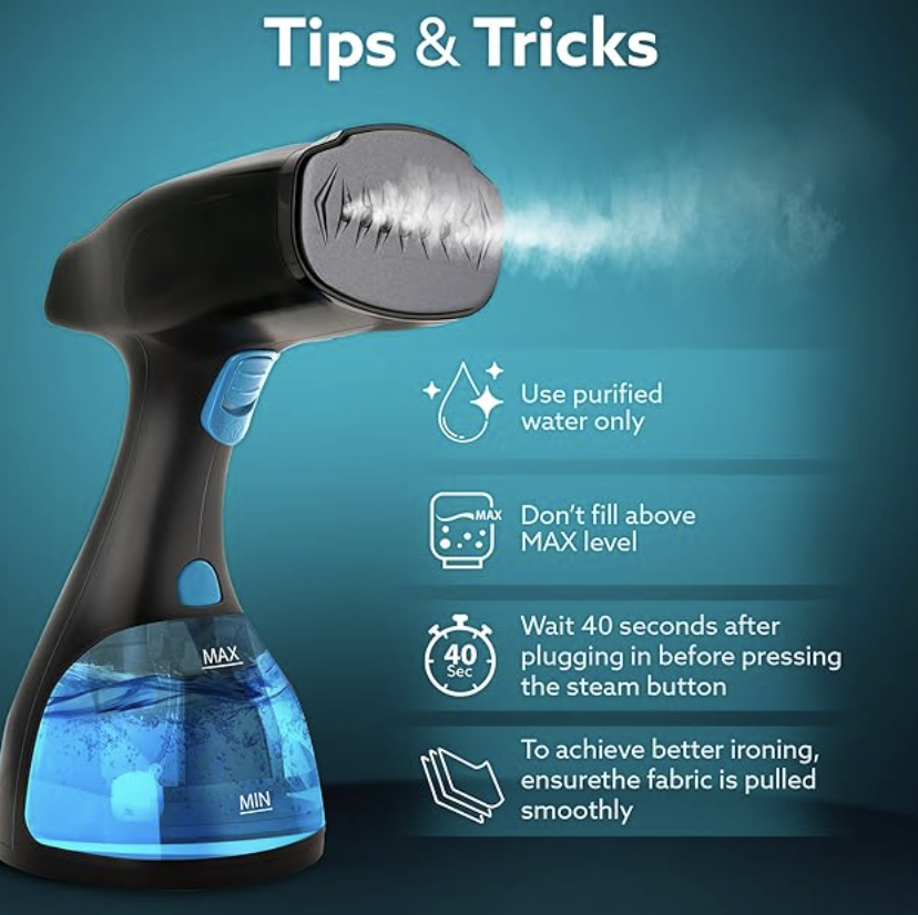 AGARO Signify Handheld Garment Steamer, Wrinkle Remover, Iron, Fast Heat, Ceramic Steam Nozzle, 1500W, 260 ML Water Tank, Detachable Fabric Brush