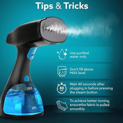 AGARO Signify Handheld Garment Steamer, Wrinkle Remover, Iron, Fast Heat, Ceramic Steam Nozzle, 1500W, 260 ML Water Tank, Detachable Fabric Brush