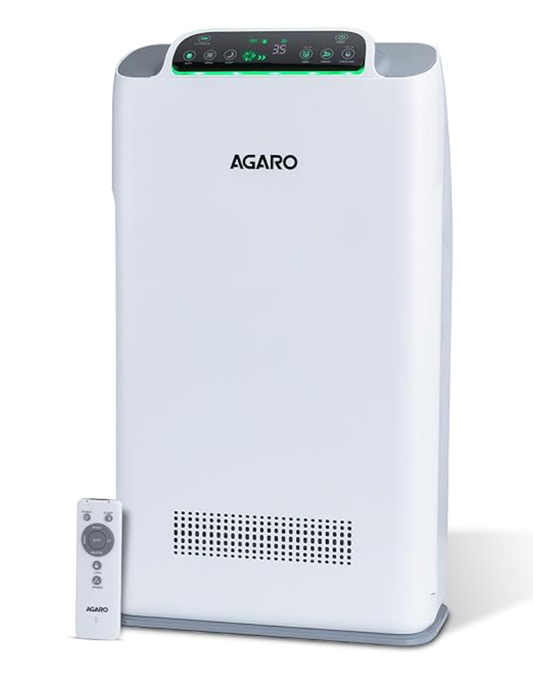 AGARO इम्पीरियल एयर प्यूरीफायर घर और बेडरूम के लिए, ग्रीन ट्रू HEPA फ़िल्टर H14, 99.99% प्रदूषक, बैक्टीरिया, वायरस और PM 0.1 कण हटाता है, 7 चरणों में शुद्धिकरण, 400 वर्ग फुट क्षेत्र को कवर करता है, 8500 घंटे फ़िल्टर लाइफ 