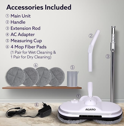 AGARO Regency Electric Spin Mop for Floor Cleaning, Mopping, Automatic Wet Mopper, Cordless, Adjustable Handle, Water Sprayer, Lightweight, for Wooden, Tiles & Hard Floors, Home, Kitchen & Office use
