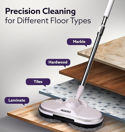 AGARO Regency Electric Spin Mop for Floor Cleaning, Mopping, Automatic Wet Mopper, Cordless, Adjustable Handle, Water Sprayer, Lightweight, for Wooden, Tiles & Hard Floors, Home, Kitchen & Office use