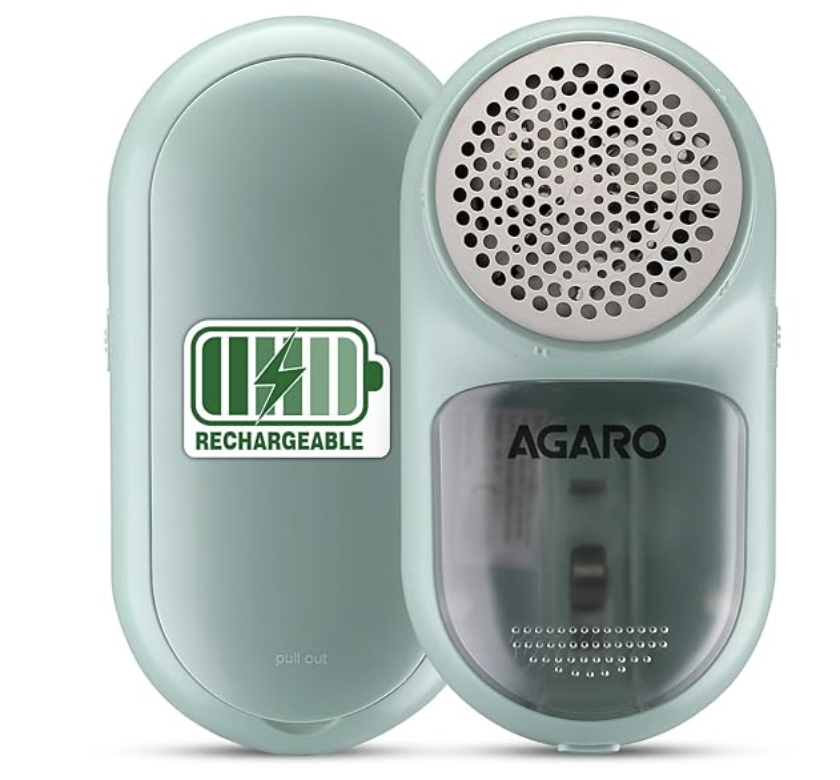 AGARO LR2007 Lint Remover, Fabric Brush, Rechargeable, for Woolen Sweaters, Clothes, Shirts, Jackets, Burr Remover, Pill Remover from Carpets, Curtains.