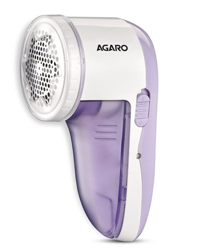 AGARO 2419 Lint Remover, Electric Fabric Shaver, Rechargeable, Stainless Steel Blades, Portable, Multi-Functional Fuzz Remover from Woollen Sweaters, Coat, Blankets, Jackets, Carpets, Burr Remover