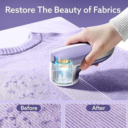 AGARO 2419 Lint Remover, Electric Fabric Shaver, Rechargeable, Stainless Steel Blades, Portable, Multi-Functional Fuzz Remover from Woollen Sweaters, Coat, Blankets, Jackets, Carpets, Burr Remover