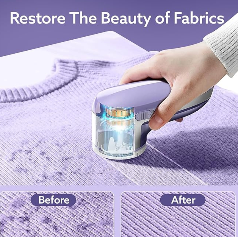 AGARO 2419 Lint Remover, Electric Fabric Shaver, Rechargeable, Stainless Steel Blades, Portable, Multi-Functional Fuzz Remover from Woollen Sweaters, Coat, Blankets, Jackets, Carpets, Burr Remover-2