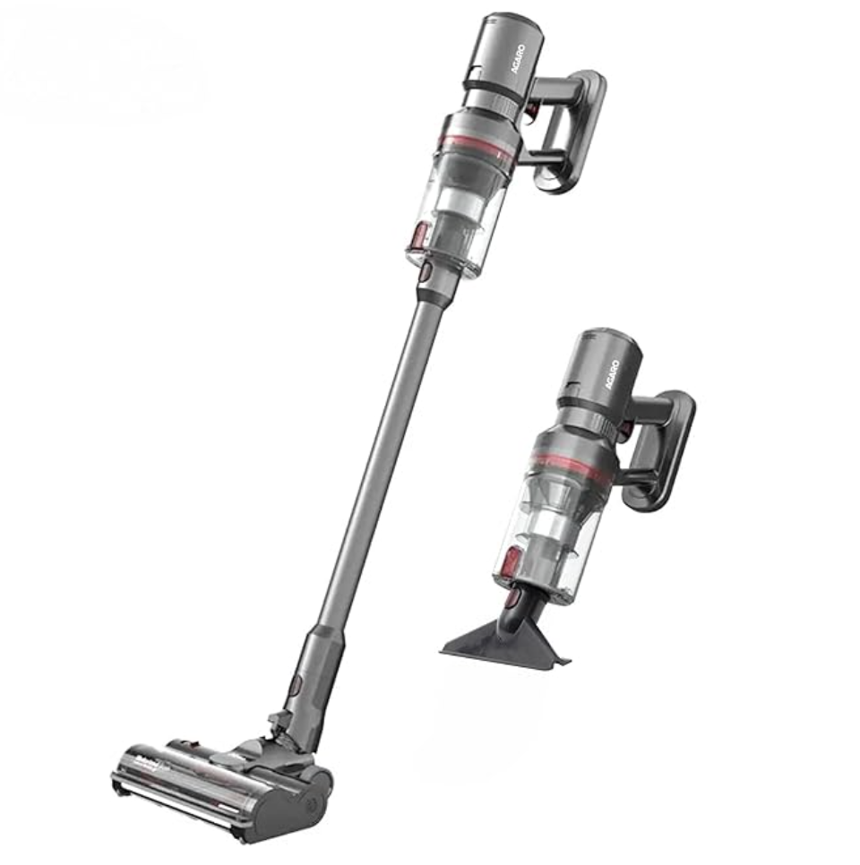 AGARO Imperial Cordless Stick Vacuum Cleaner, 2in1 Handheld & Stick, 500W Brushless Motor, 28 kPa Suction Power, 3 Adjustable Suction Modes, Rechargeable, Rotary Brush, Bagless Dry Vacumming, Red