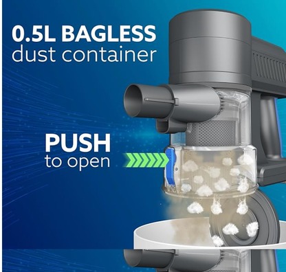 AGARO Elegant Stick Vacuum Cleaner, Dry Vacuuming, 2 Suction Modes, 9 kPa Suction, Rechargeable, Motorised Brush Head, for Home, Office, Hard Floor, Carpet