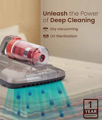 AGARO Grand Bed Vacuum Cleaner, Cyclonic Technology for Dust Collection, UV Light Sterilization, 12kPa Suction Power, Suitable for Bed, Sofa, Pillow and Other Fabric Surfaces, Dark Grey & Black
