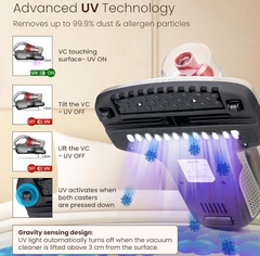 AGARO Grand Bed Vacuum Cleaner, Cyclonic Technology for Dust Collection, UV Light Sterilization, 12kPa Suction Power, Suitable for Bed, Sofa, Pillow and Other Fabric Surfaces, Dark Grey & Black-4