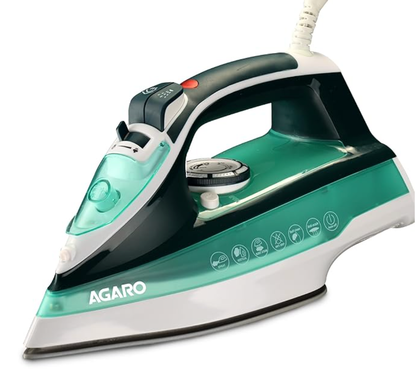 AGARO Galaxy Steam Iron, 2200 watts, Ceramic Coated Sole Plate, Fast Heating, 0.8 Gms/Min Of Steam Burst, 25G/Min Continuous Steam, Spray/Steam/Dry Function, 285Ml Water Tank, Sea Green