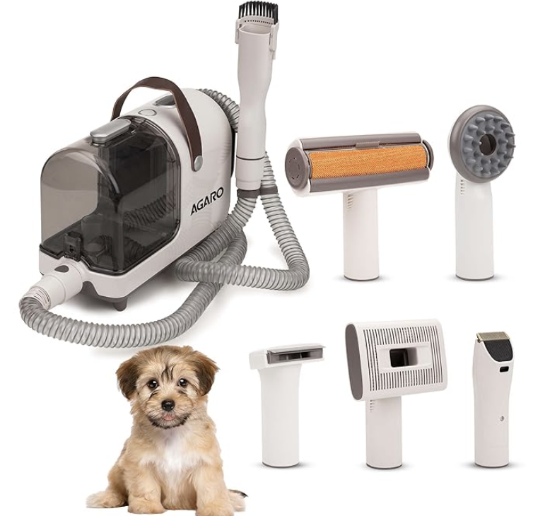 AGARO Supreme Pet Grooming Kit & Vacuum Suction, Picks up 99% Pet Hair, Dry Vacuuming, 3 Suction Modes Up to 10 kPa, 350 Watts, Multi Grooming Tools, 2.5L Bin, for Pets, Furniture and Car Cleaning-1