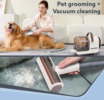 AGARO Supreme Pet Grooming Kit & Vacuum Suction, Picks up 99% Pet Hair, Dry Vacuuming, 3 Suction Modes Up to 10 kPa, 350 Watts, Multi Grooming Tools, 2.5L Bin, for Pets, Furniture and Car Cleaning