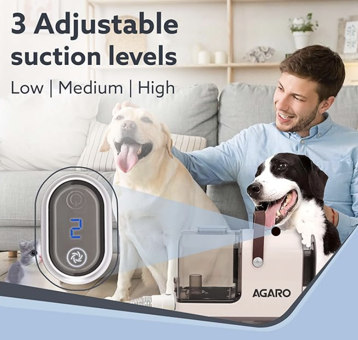 AGARO Supreme Pet Grooming Kit & Vacuum Suction, Picks up 99% Pet Hair, Dry Vacuuming, 3 Suction Modes Up to 10 kPa, 350 Watts, Multi Grooming Tools, 2.5L Bin, for Pets, Furniture and Car Cleaning-3