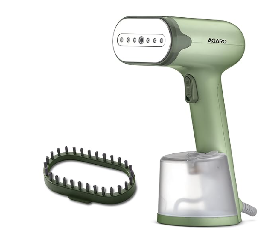 AGARO Regency Handheld Garment Steamer, Wrinkle Remover, Iron, Fast Heat, Ceramic Steam Nozzle, 1200W, 250 ML Water Tank, Detachable Fabric Brush