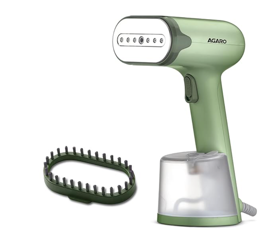 AGARO रीजेंसी हैंडहेल्ड गारमेंट स्टीमर, रिंकल रिमूवर, आयरन, तेज़ गर्मी, सिरेमिक स्टीम नोजल, 1200W, 250 ML पानी की टंकी, अलग करने योग्य फ़ैब्रिक ब्रश 