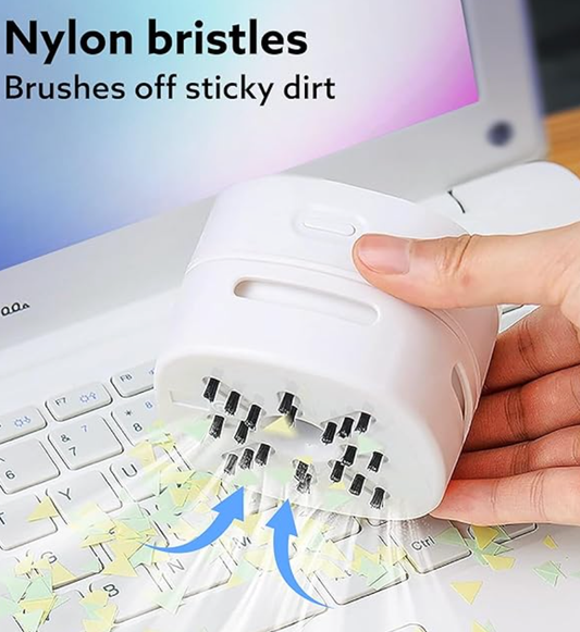 AGARO Crown Mini Desk Vacuum Cleaner, Battery Operated, Use Upto 2.5 Hours, Mini Cordless Sweeper for Cleaning Desktop, Pantry, Paper Shavings, Crumbs, Keyboard Dust, Nails & Pet Hair, White